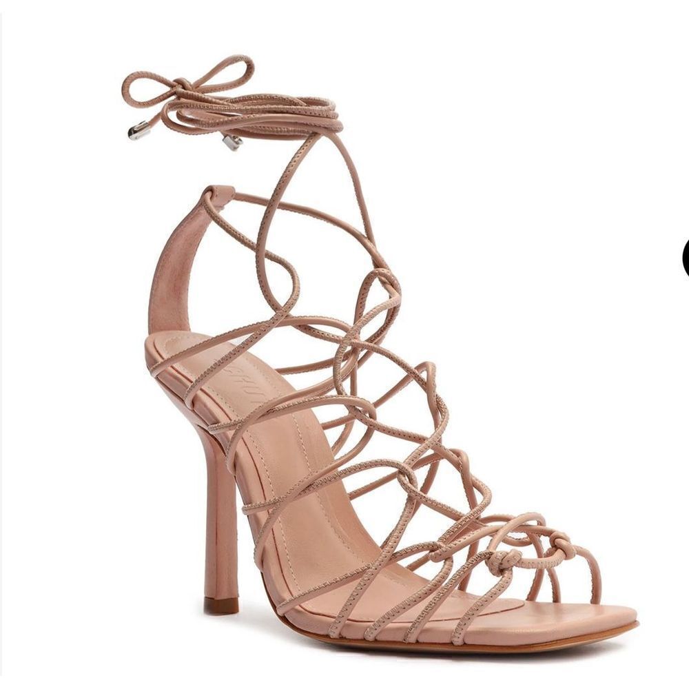 SCHUTZ Heyde Nappa Leather Strappy Heeled Sandal